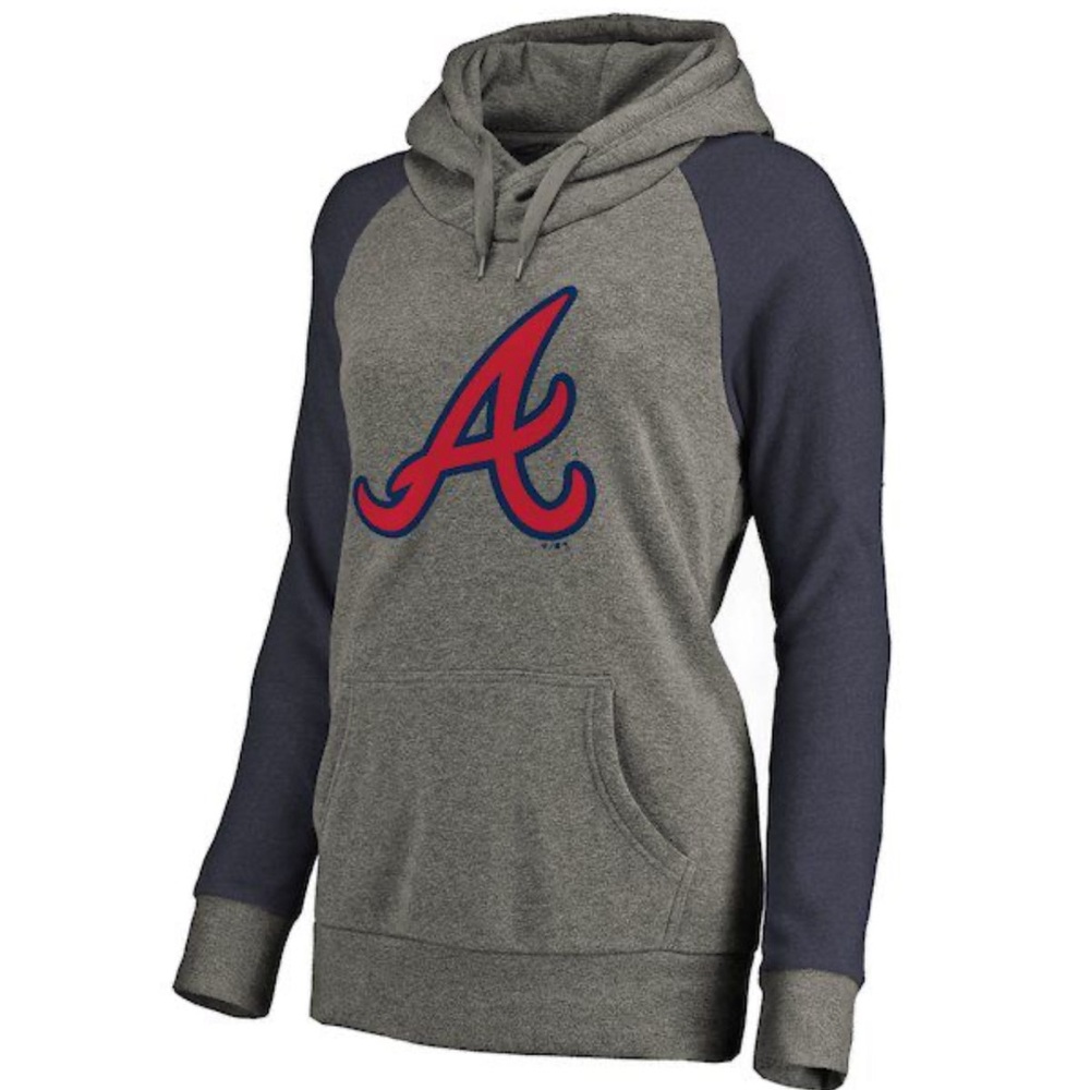 Fanatics Atlanta Braves Gray Men's Size Medium sweatshirt raglan hoodie